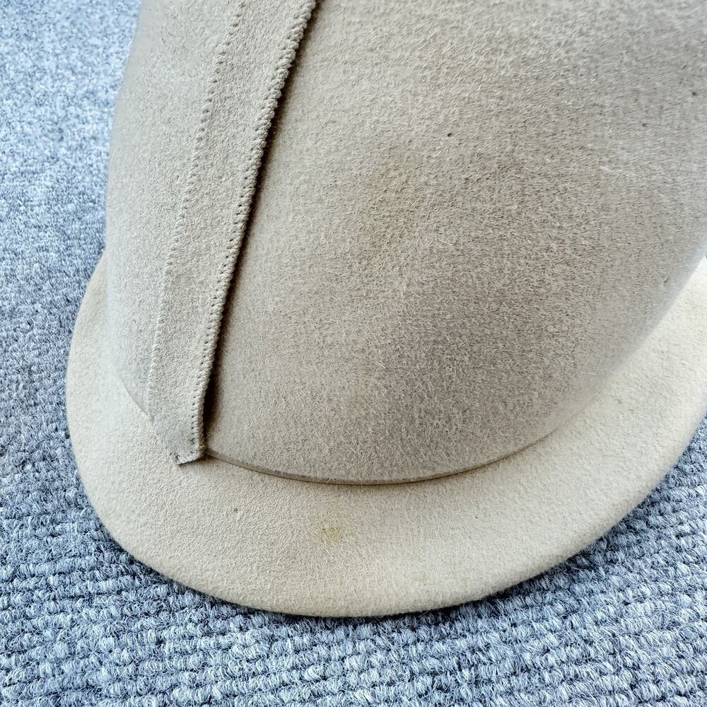 Vintage Adolfo II Marshall Fields Felt Equestrian Dome Hat Cream Union Made USA - Picture 6 of 10